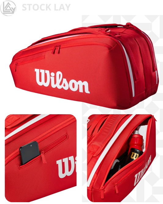 Wilson 2025 Super Tour Red Tennis Racket Bag – Red/White