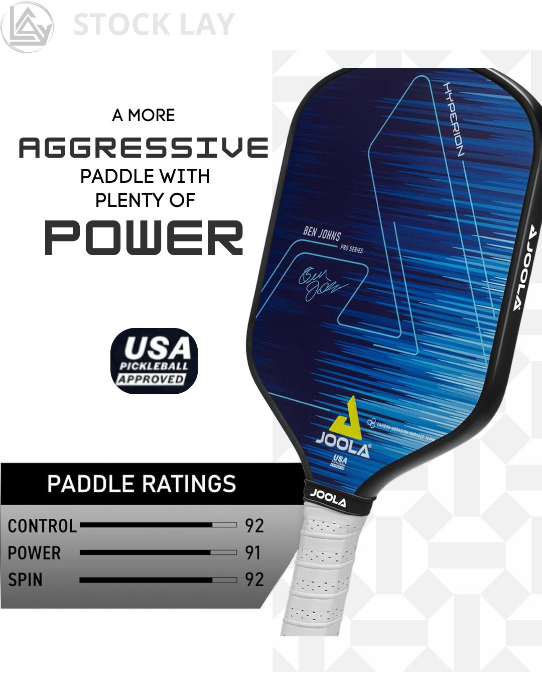 JOOLA Ben Johns Hyperion Pickleball Paddle – Raw Carbon Fiber Spin & Power Paddle