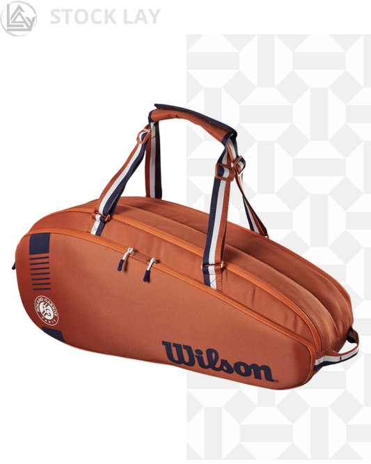 Wilson Roland Garros Team Tennis Racket Bag – Clay/Navy, Holds Up to 6 Rackets