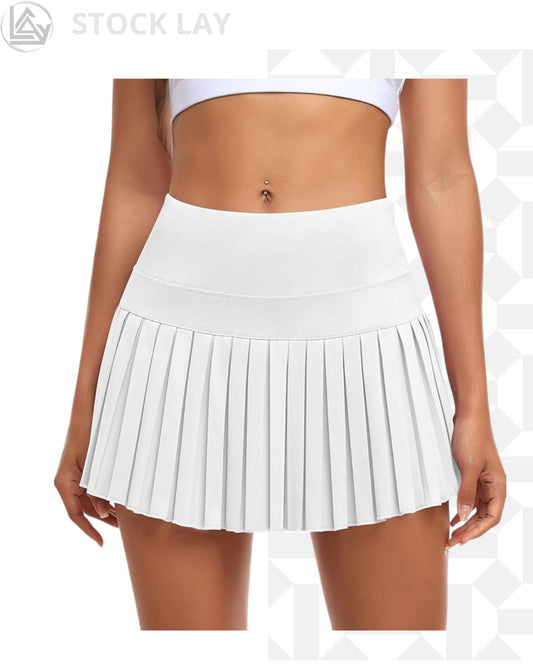 JoyGirl Women’s Pleated Tennis Skirt with Built-in Shorts High Waisted Athletic Skort with Pockets