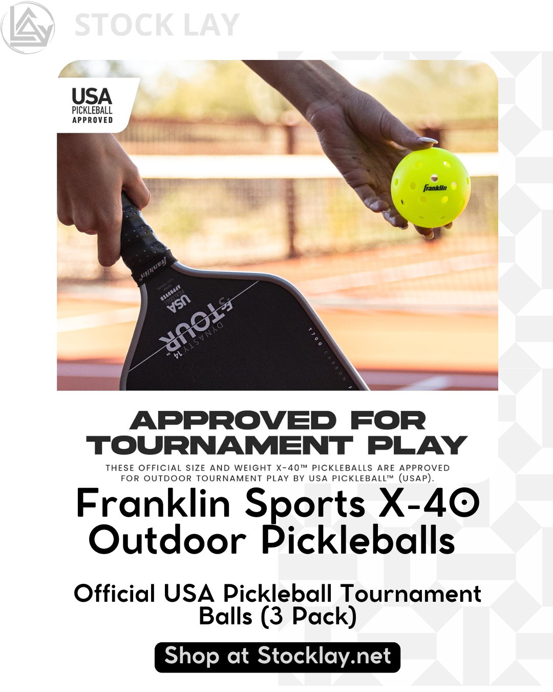 Franklin Sports X-40 Outdoor Pickleballs – Official USA Pickleball Tournament Balls (3 Pack)