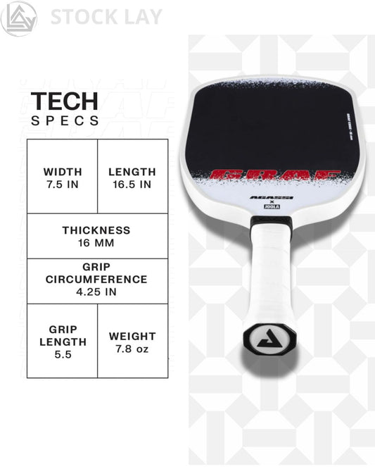 JOOLA GRAF Edge 16mm Carbon Fiber Pickleball Paddle – Spin, Control & Precision Performance