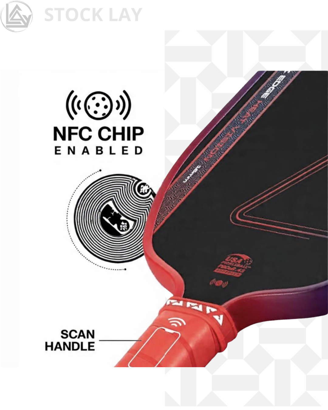 JOOLA Agassi Heat Vision 16mm Pickleball Paddle – Carbon Fiber Surface with Extended Sweet Spot