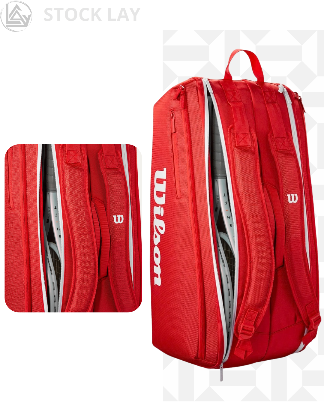 Wilson 2025 Super Tour Red Tennis Racket Bag – Red/White