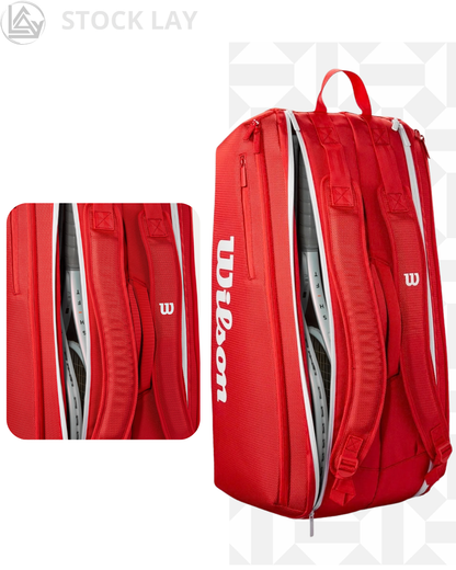 Wilson 2025 Super Tour Red Tennis Racket Bag – Red/White