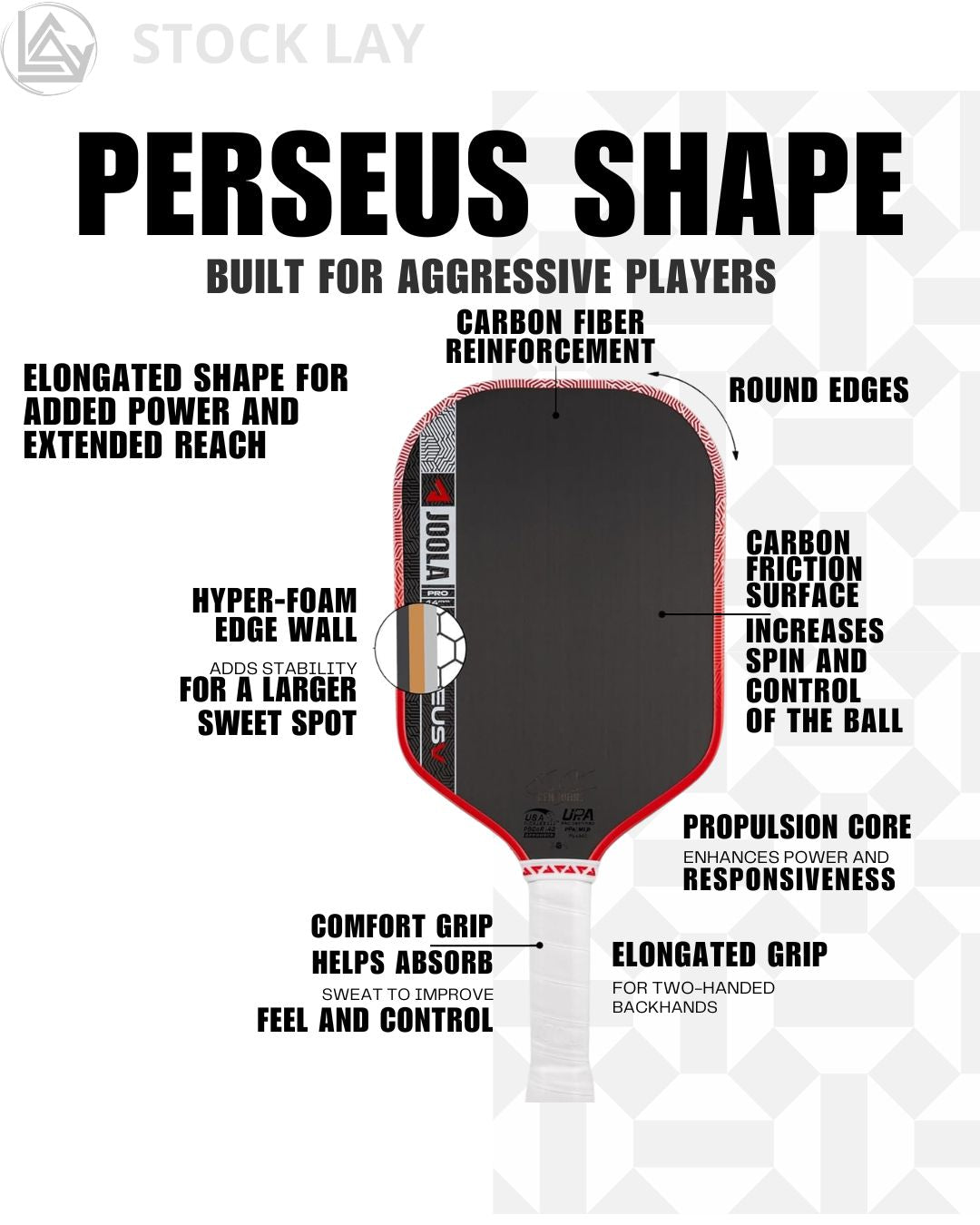 JOOLA Pro V Pickleball Paddle – Raw Carbon Fiber Control & Power Paddle