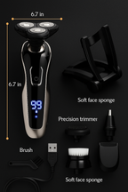5-in-1 Grooming Shaver – Rotary Blade, Trimmer & Exfoliator in One