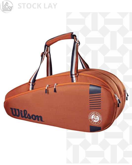 Wilson Roland Garros Team Tennis Racket Bag – Clay/Navy, Holds Up to 6 Rackets