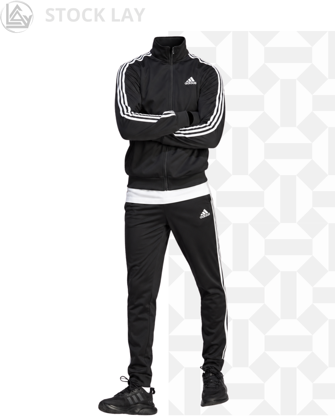 adidas Men's Basic 3-Stripes Tricot Track Suit – Black