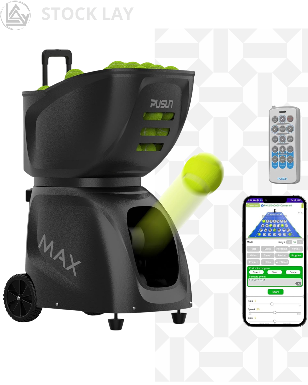 PT-MAX C Professional Tennis Ball Machine with App Control – 26 Training Modes
