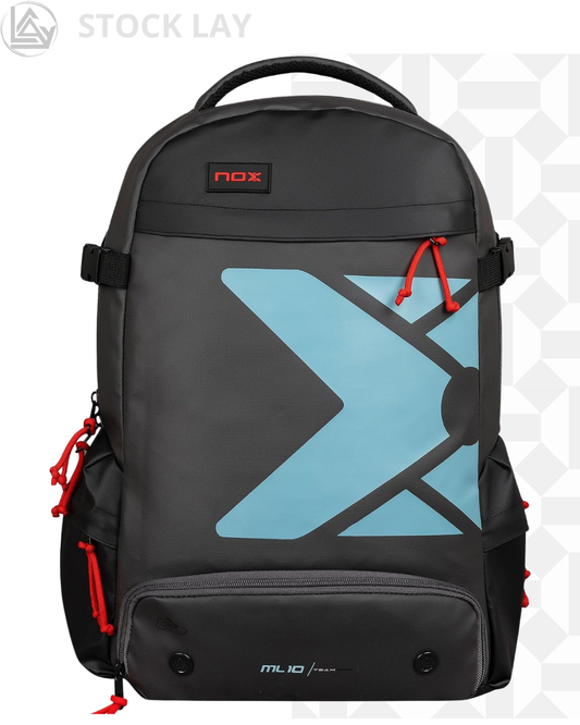 NOX ML10 Team Padel Backpack with Padded Racket Sleeve – Black and Blue