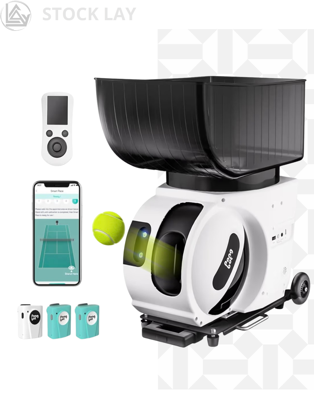 PONGBOT PACE Tennis Ball Machine with App Control, Remote & 150-Ball Capacity