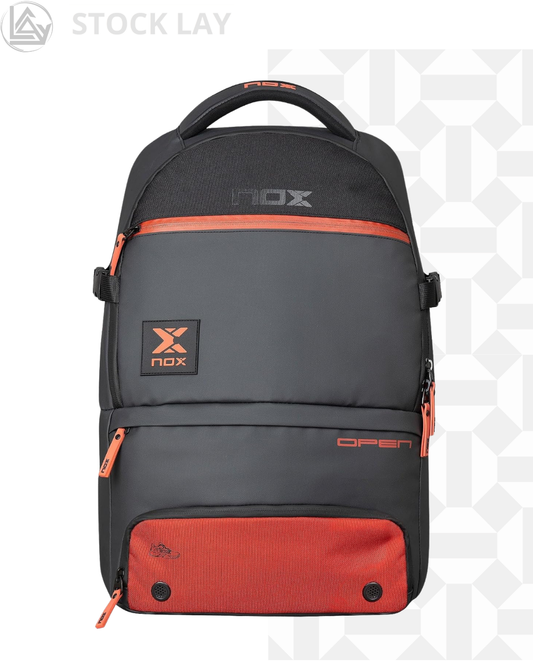 NOX Luxury Open Series 30L Padel Racket Backpack – Black and Red