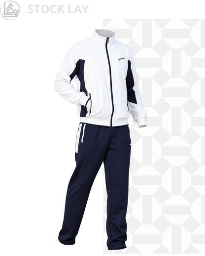 TBMPOY Men’s 2-Piece Athletic Tracksuit – White and Dark Blue