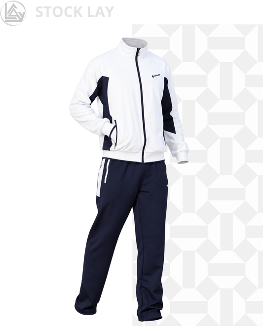 TBMPOY Men’s 2-Piece Athletic Tracksuit – White and Dark Blue
