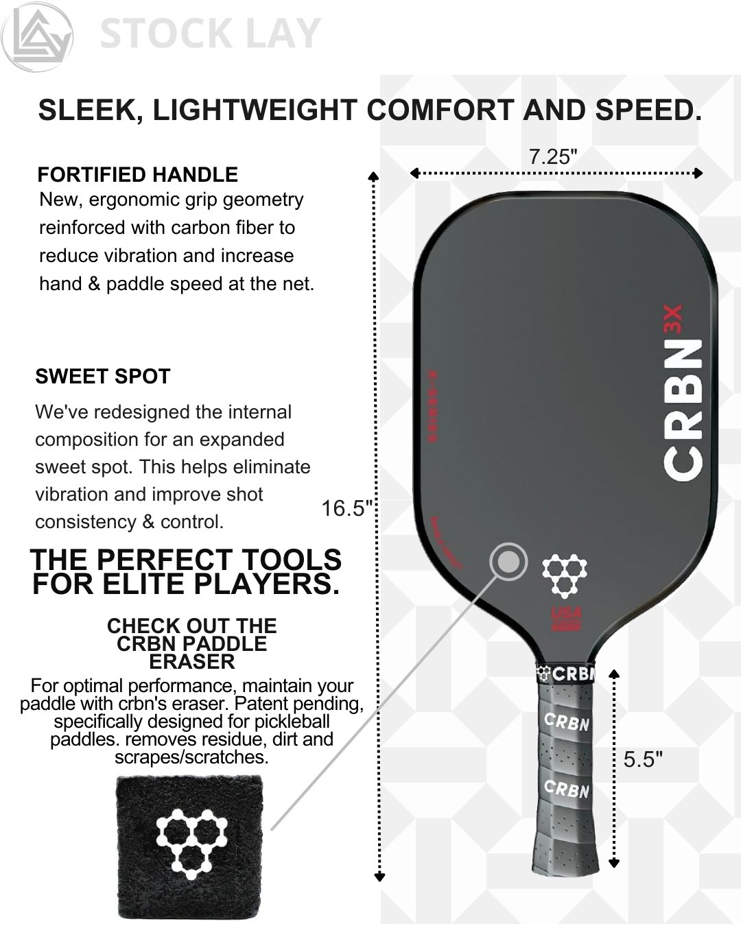 CRBN X Series Carbon Fiber Pickleball Paddle – Expanded Sweet Spot & Pro Performance