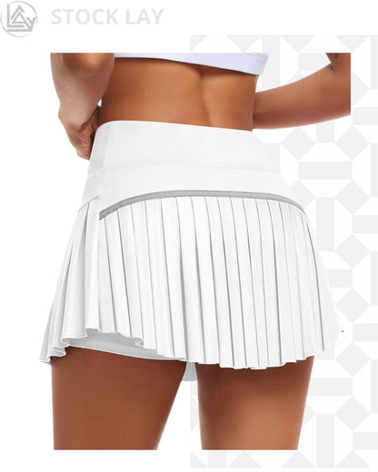 JoyGirl Women’s Pleated Tennis Skirt with Built-in Shorts High Waisted Athletic Skort with Pockets