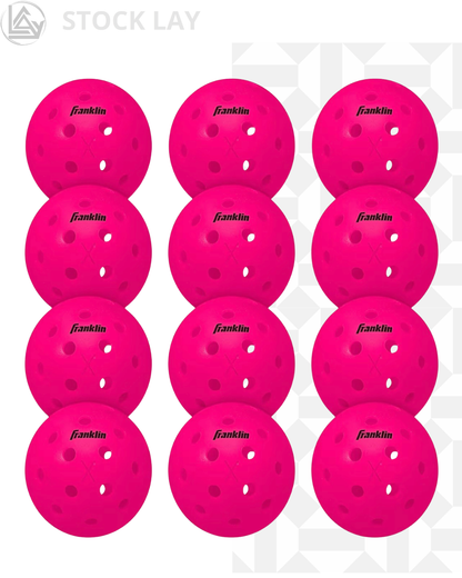 Franklin Sports X-40 Outdoor Pickleballs Pink – Official USA Pickleball Tournament Balls 12 Pack