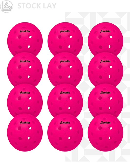 Franklin Sports X-40 Outdoor Pickleballs Pink – Official USA Pickleball Tournament Balls 12 Pack