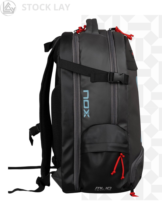 NOX ML10 Team Padel Backpack with Padded Racket Sleeve – Black and Blue