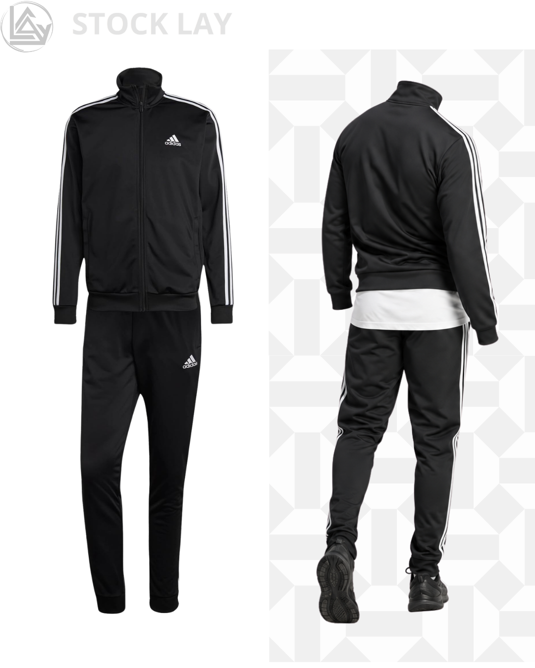 adidas Men's Basic 3-Stripes Tricot Track Suit – Black