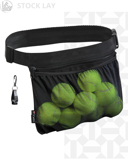 TOPJUM Pickleball & Tennis Ball Holder Waist Bag – Portable Mesh Ball Carrier