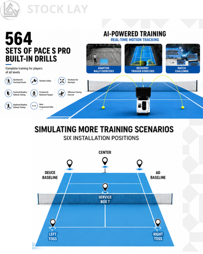PONGBOT PACE Tennis Ball Machine with App Control, Remote & 150-Ball Capacity