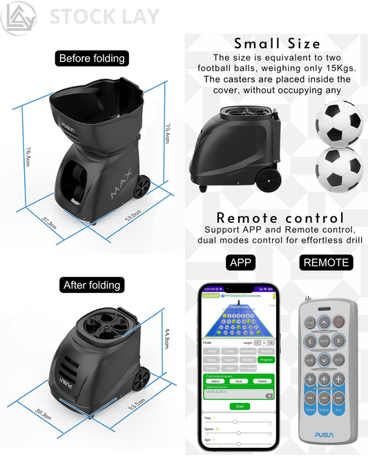 PT-MAX C Professional Tennis Ball Machine with App Control – 26 Training Modes