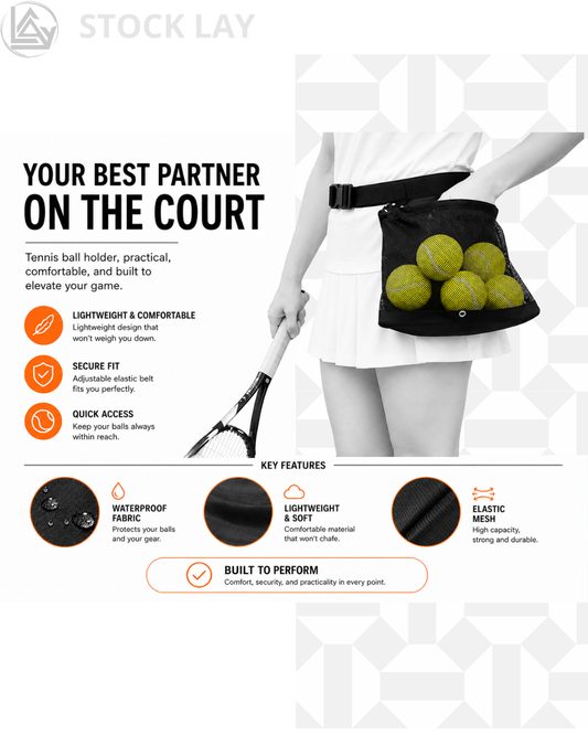 TOPJUM Pickleball & Tennis Ball Holder Waist Bag – Portable Mesh Ball Carrier