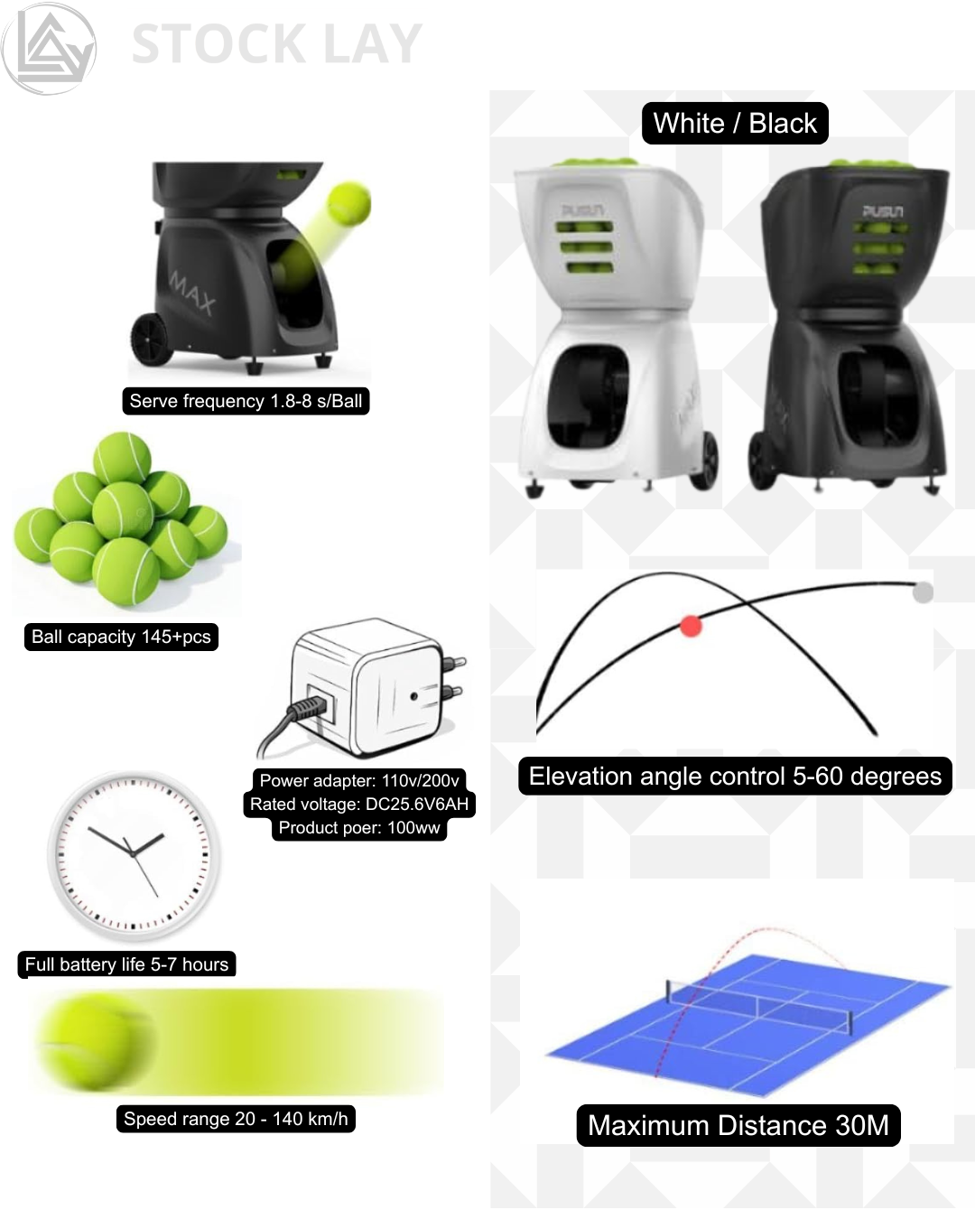 PT-MAX C Professional Tennis Ball Machine with App Control – 26 Training Modes