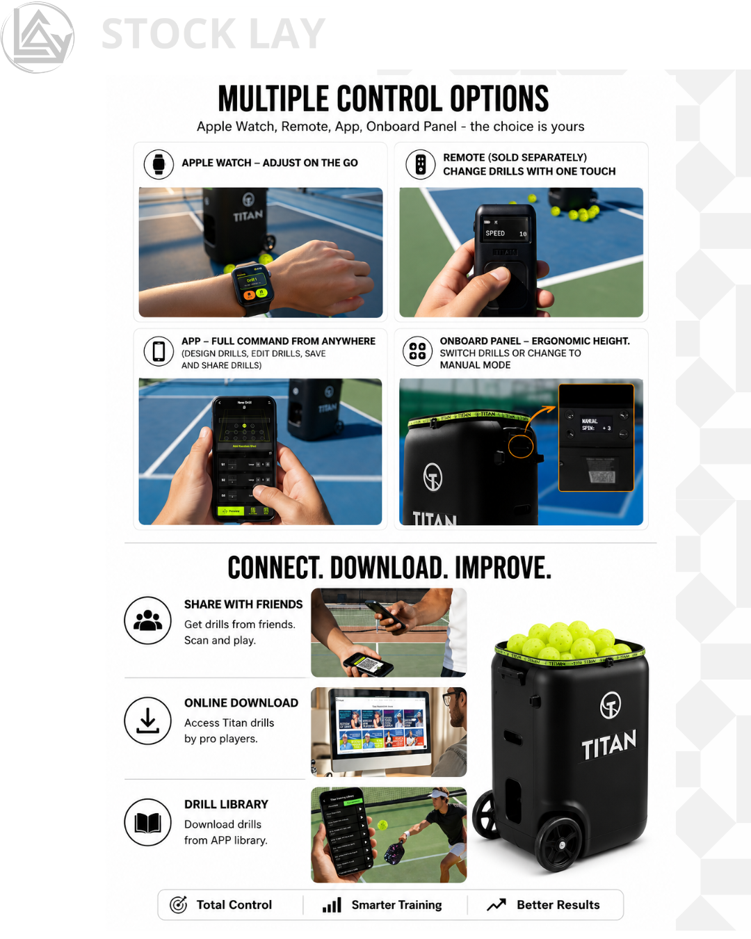 Titan ONE Pickleball Machine with Internal Oscillation, App Control & 85-240 Ball Capacity