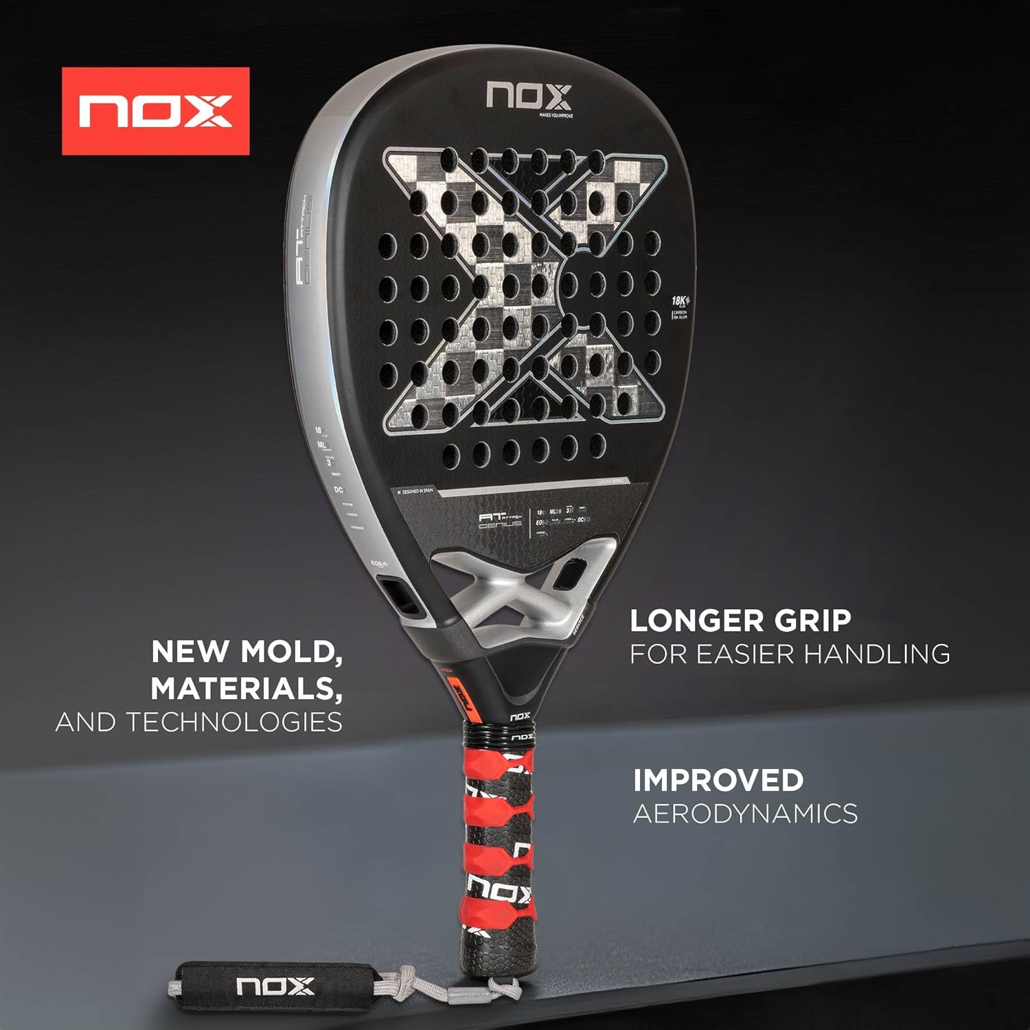NOX AT10 Genius Attack 18K Alum 2025 – Padel Racket by Agustín Tapia | Power, Spin & Pro-Level Performance