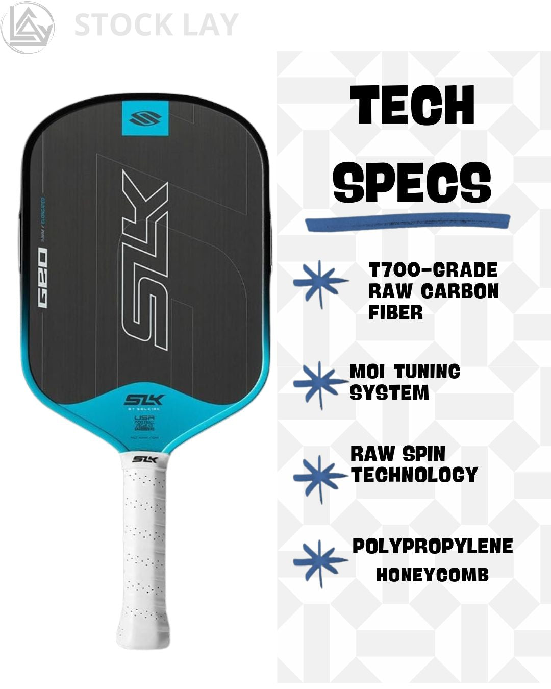 Selkirk SLK Geo Raw Carbon Fiber Pickleball Paddle – T700 Performance Paddle
