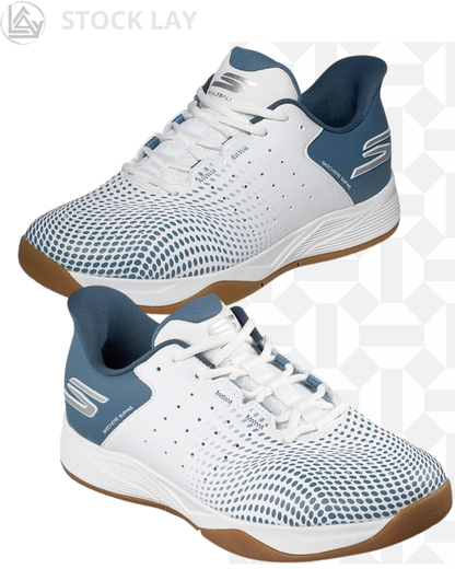 Skechers Men's Viper Court Reload Hands Free Slip-ins Pickleball Shoes – White/Blue