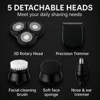 5-in-1 Grooming Shaver – Rotary Blade, Trimmer & Exfoliator in One