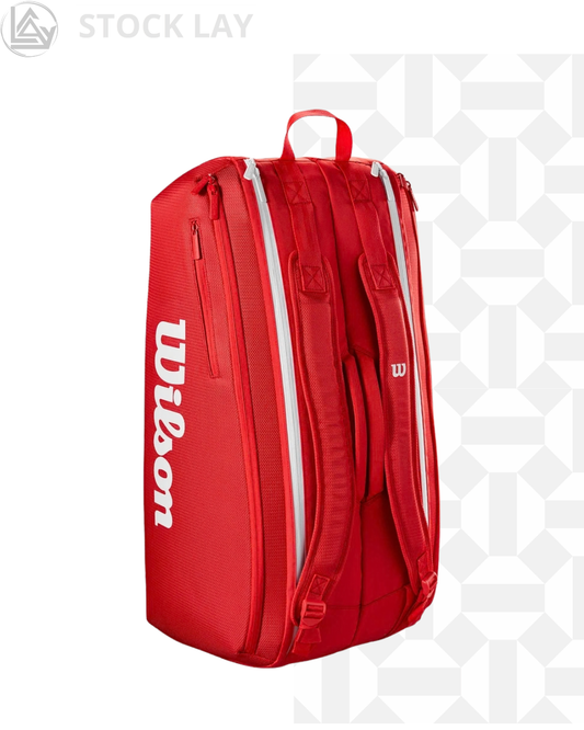 Wilson 2025 Super Tour Red Tennis Racket Bag – Red/White