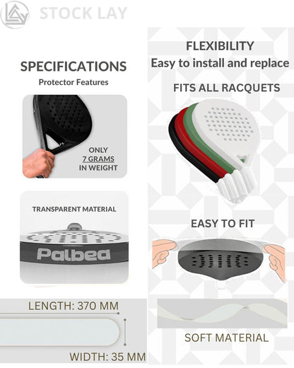 Palbea Transparent Padel Racket Protector Tape – Pack of 5 Lightweight Edge Frame Protectors
