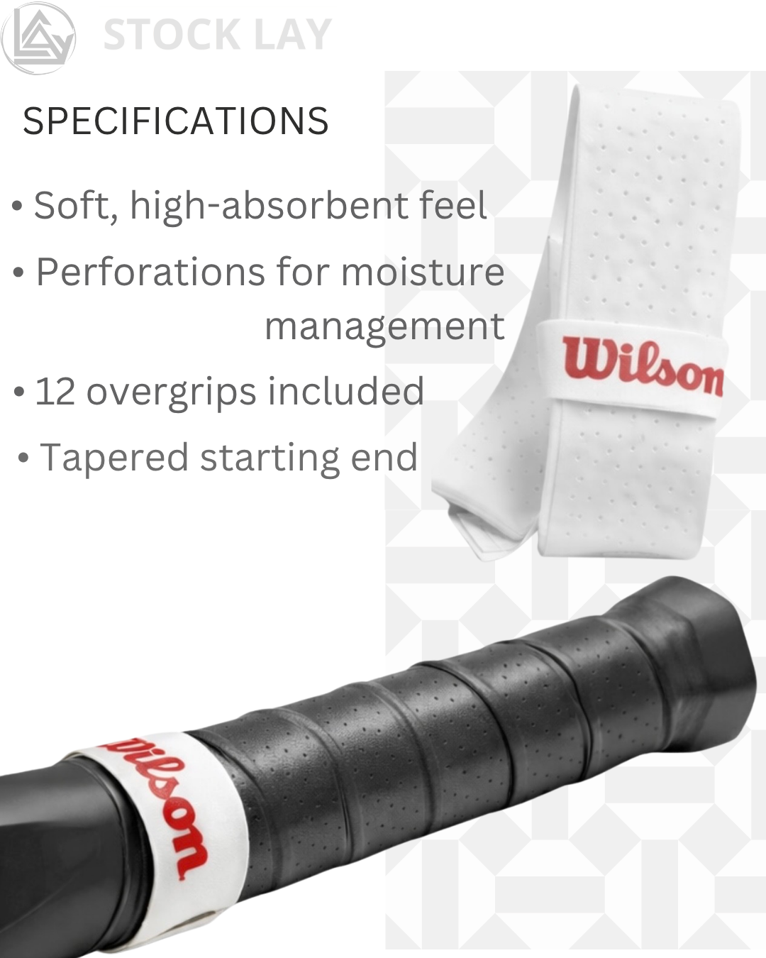 Wilson Pro Overgrip Comfort Tennis Grip Tape – 12 Pack, White