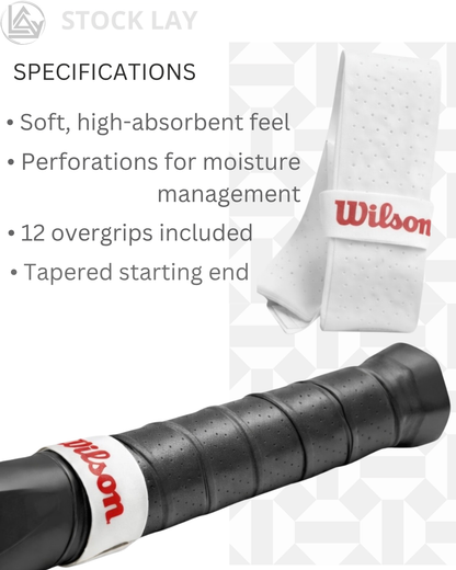 Wilson Pro Overgrip Comfort Tennis Grip Tape – 12 Pack, White