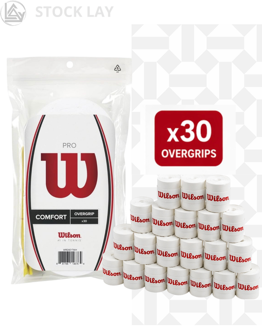 Wilson Pro Overgrip Comfort Tennis Grip Tape – 30 Pack, White