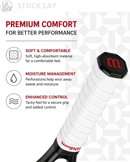 Wilson Pro Overgrip Comfort Tennis Grip Tape – 30 Pack, White