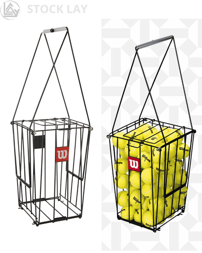 Wilson Tennis Ball Pick-Up Basket – 75 Ball Capacity Portable Hopper