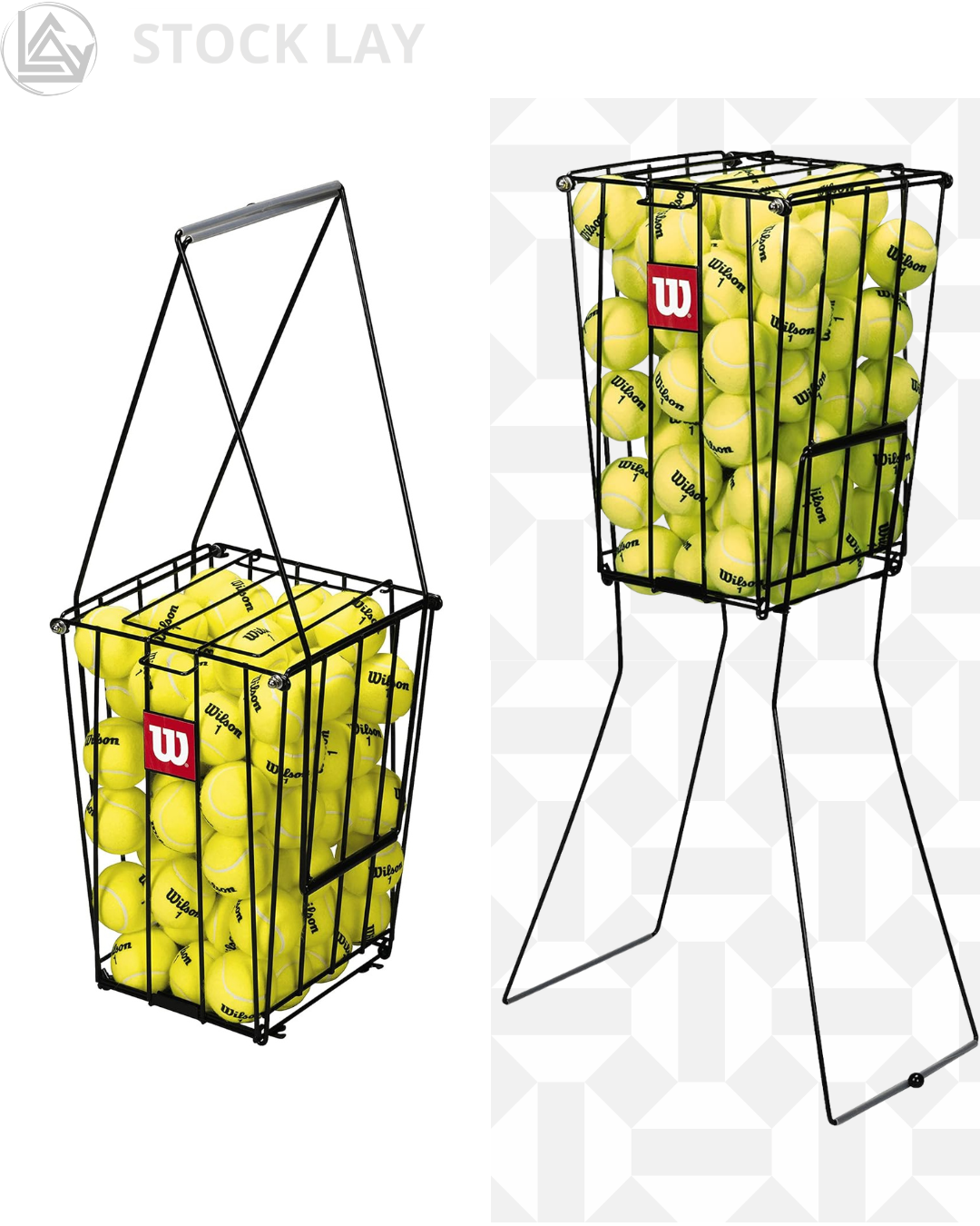 Wilson Tennis Ball Pick-Up Basket – 75 Ball Capacity Portable Hopper