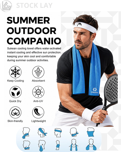 Sukeen Cooling Towels 4-Pack with Carabiner Clips – Instant Cooling Microfiber Towels for Sports, Yoga & Running