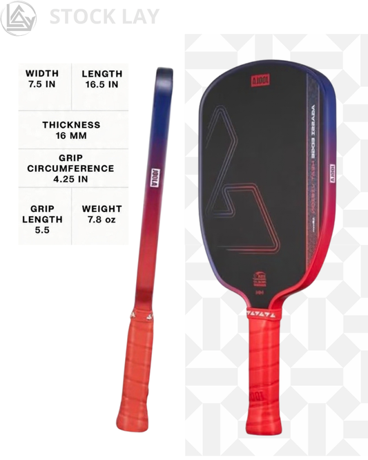 JOOLA Agassi Heat Vision 16mm Pickleball Paddle – Carbon Fiber Surface with Extended Sweet Spot