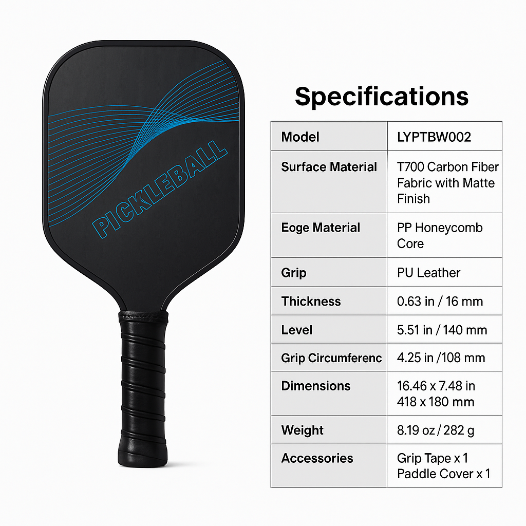 Pickleball Paddle – Carbon Fiber Honeycomb Core